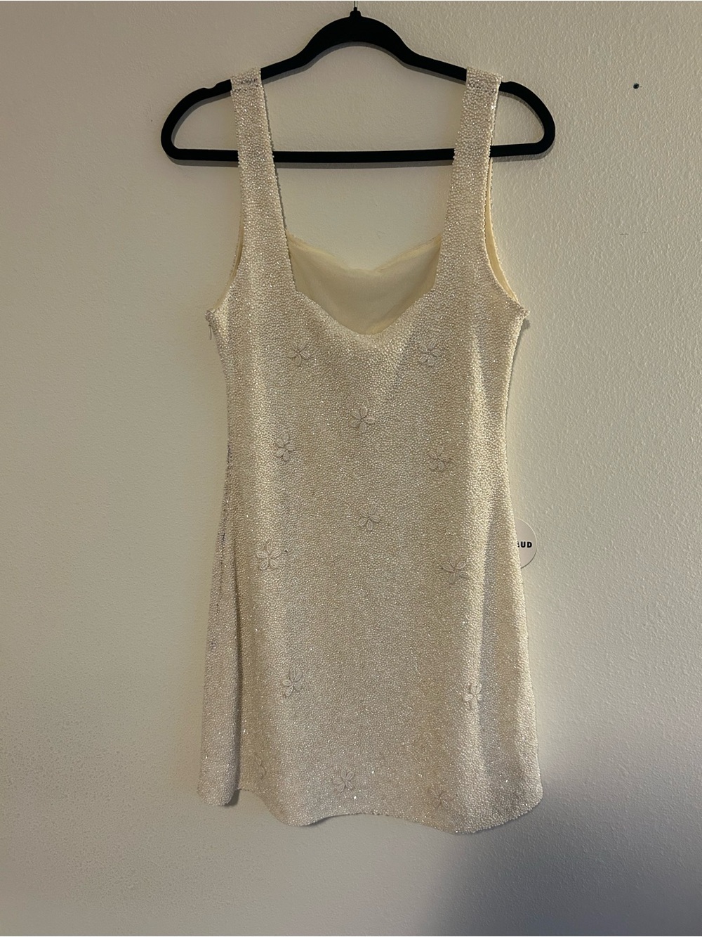 STAUD Cream Le Sable Beaded Mini Dress - Picture 8 of 11